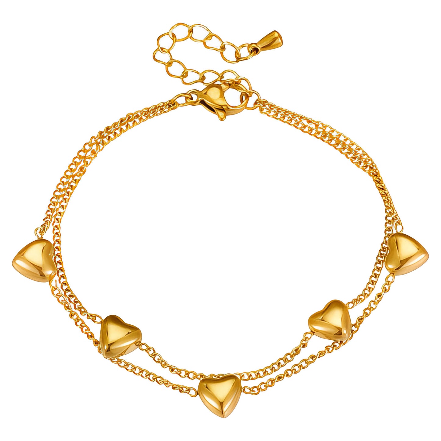 Golden Hearts Bracelet | 18K Gold Plated Waterproof
