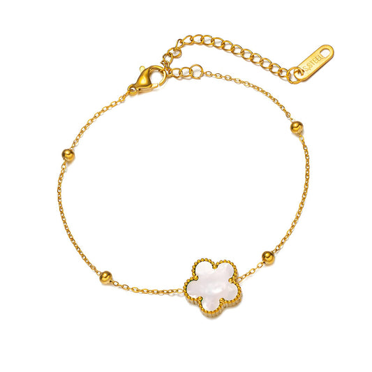 White Clover Chain Bracelet | 18K Gold Plated Waterproof