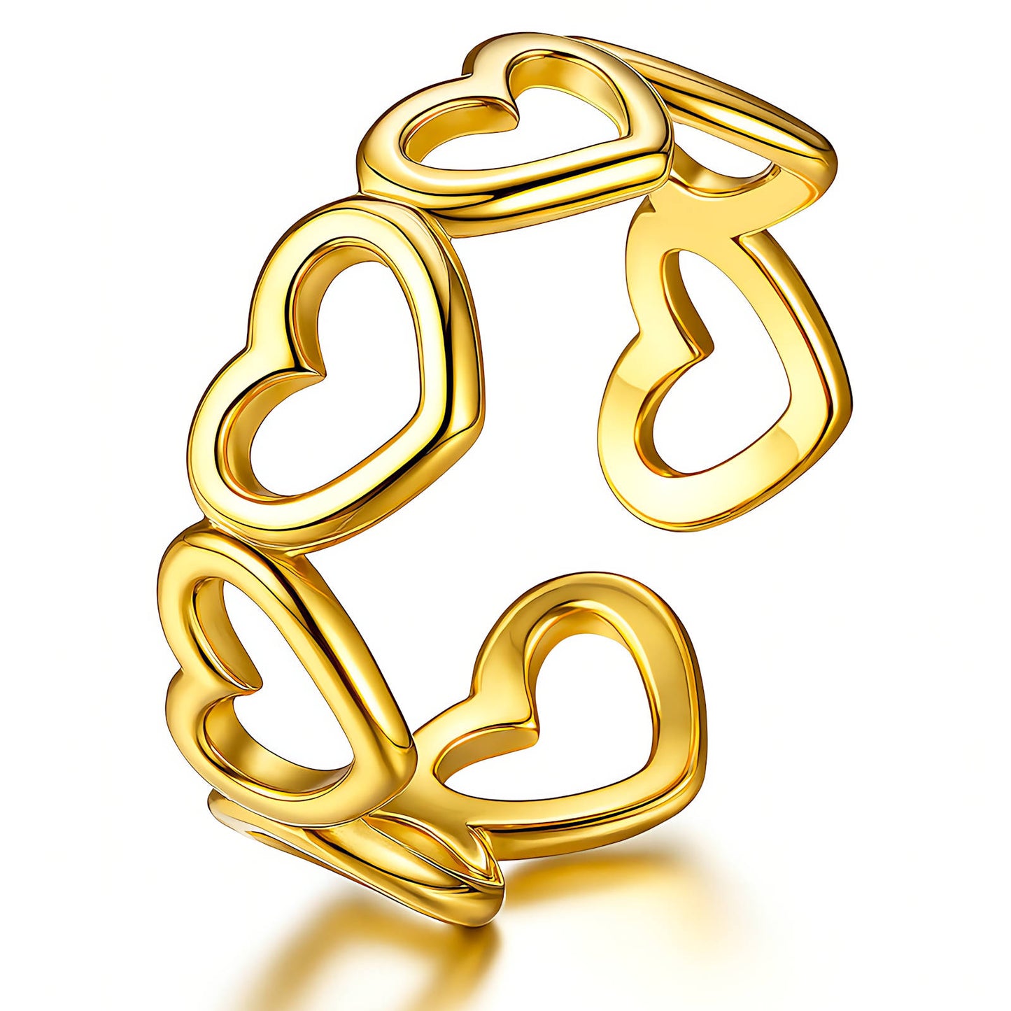 Golden Heart Ring | 18K Gold Plated Waterproof