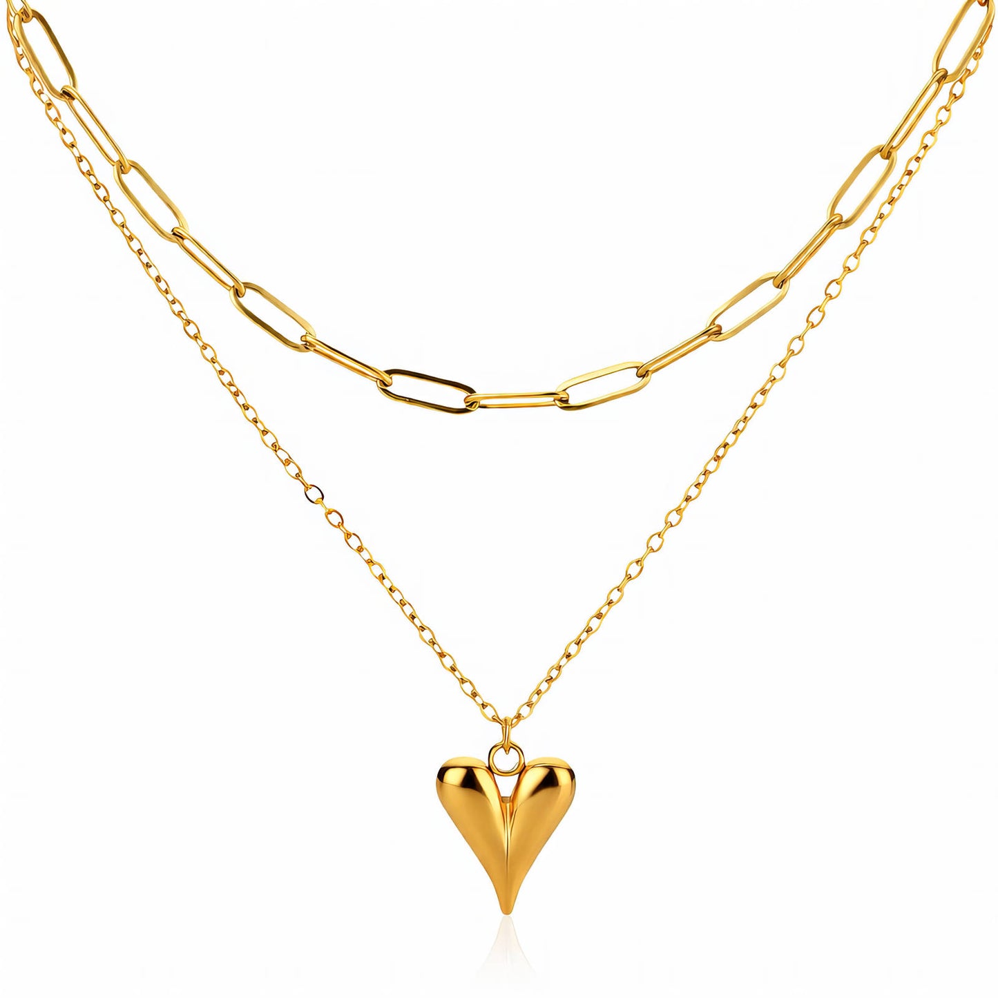 Golden Heart Necklace – 18K Gold Plated Waterproof Anti-Tarnish