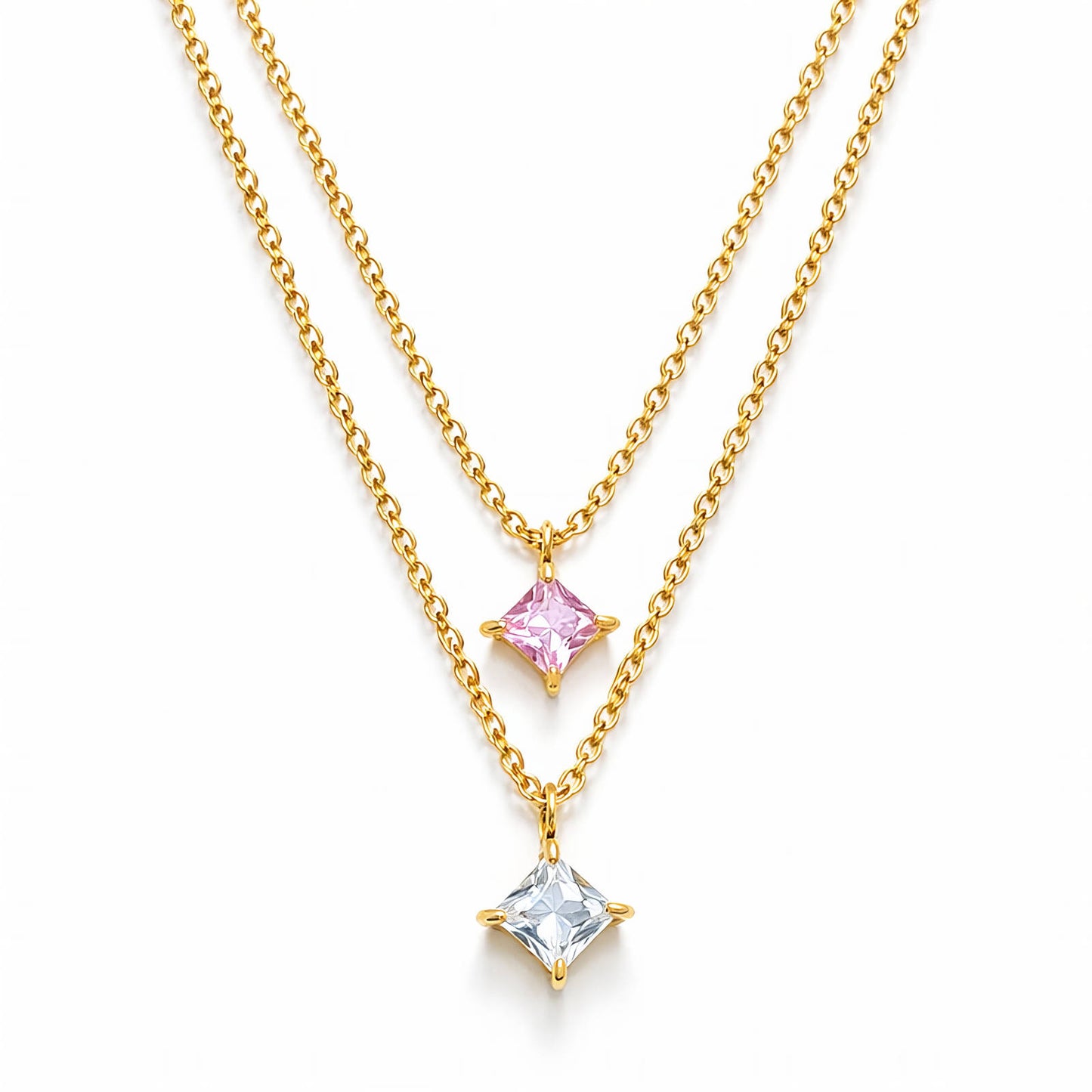 Two Layered Diamond – 18K Gold Plated Waterproof Anti-Tarnish