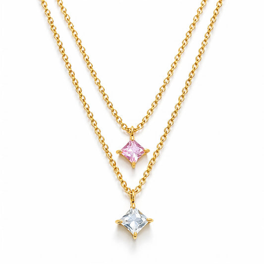 Two Layered Diamond – 18K Gold Plated Waterproof Anti-Tarnish